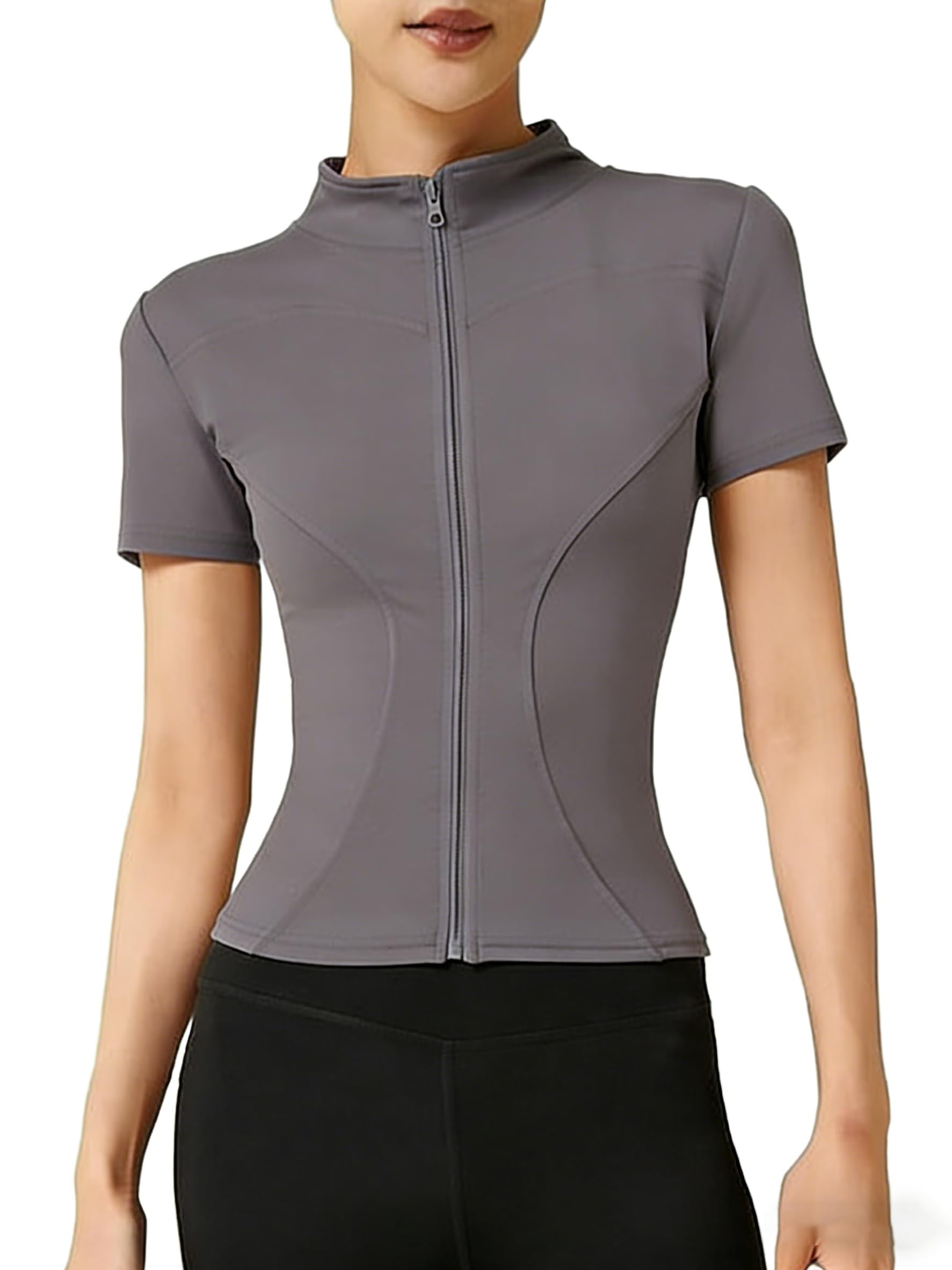 Chaqueta deportiva ligera para mujer, con cremallera completa, para yoga, correr, con agujeros para el pulgar, traje de entrenamiento elástico — view 8