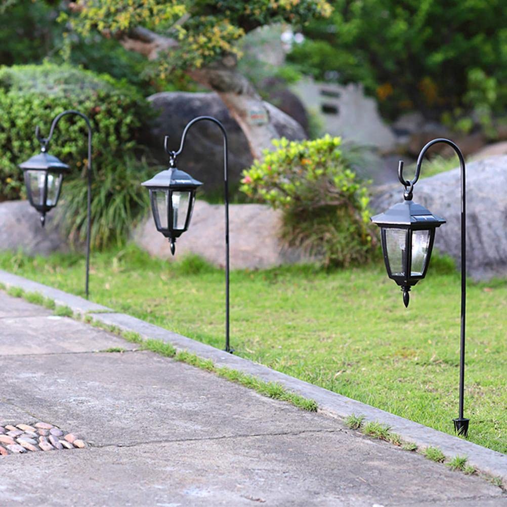 GOVNPJ 2 stuks tuinherdershaak, lantaarnstok, metalen herdershaak, plantenhanger, metaal, tuinstok met haken, voor solarverlichting, lantaarns, bruiloften, plantenmanden, bloemballen