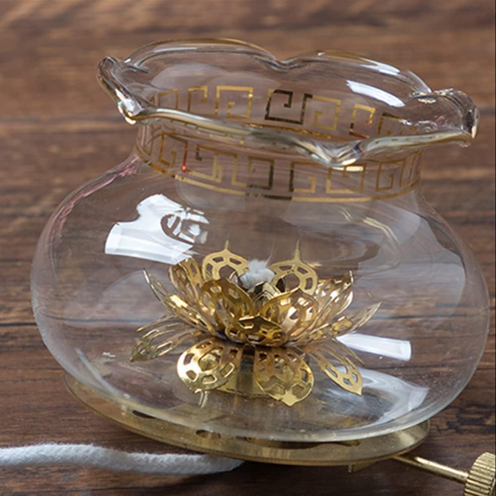 Smoke Free Long Light Ghee Lamp Lotus Alloy Lamp Holder Home Kerosene Lamp Illumination Liquid Craft Ceramics Oil Lamp Indoor Exquisite Oil Lamp for Bedroom Restaurant Study