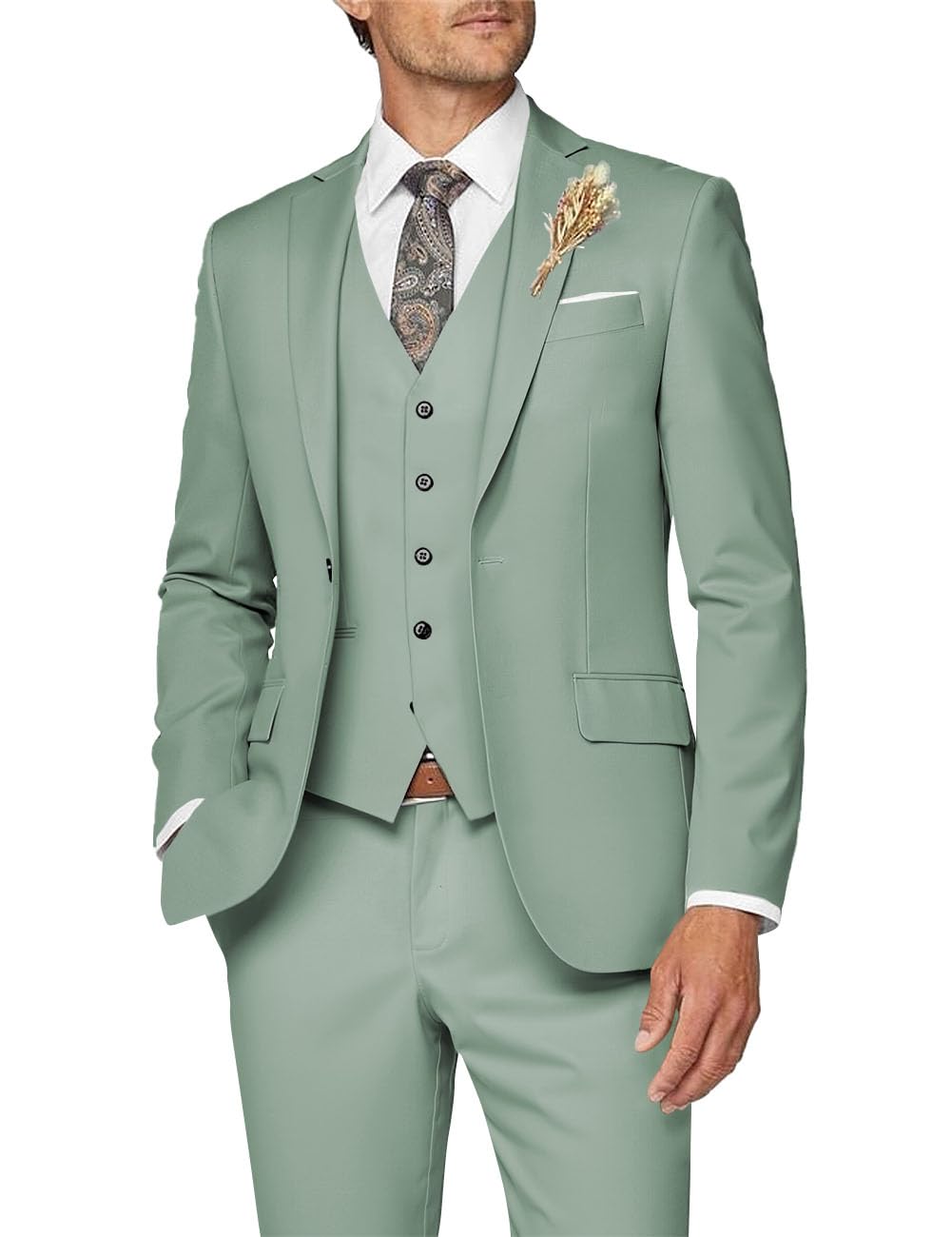 Wangyue Costume 3 pièces pour homme, coupe ajustée, style formel/professionnel pour mariage, bal de promo et dîner