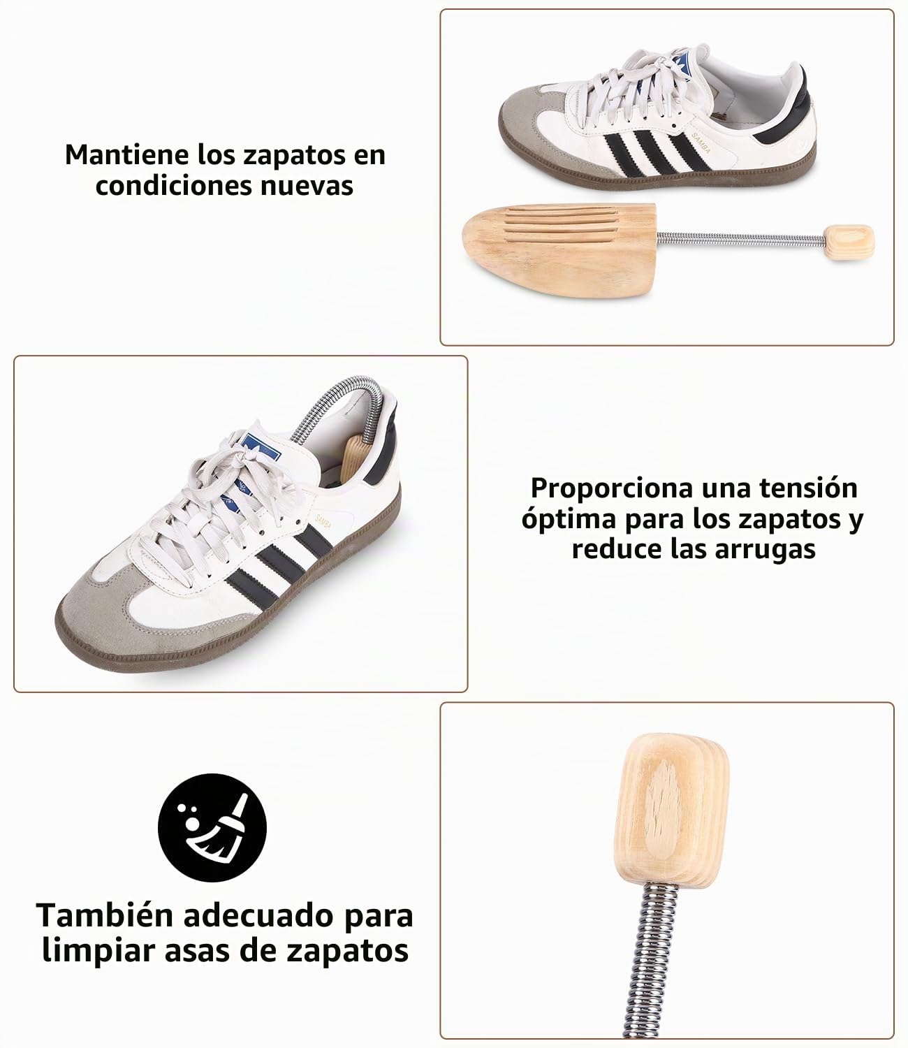 Hormas Para Zapatos de Madera, Ensanchador de Botas con Resorte Helicoidal, 1 Par