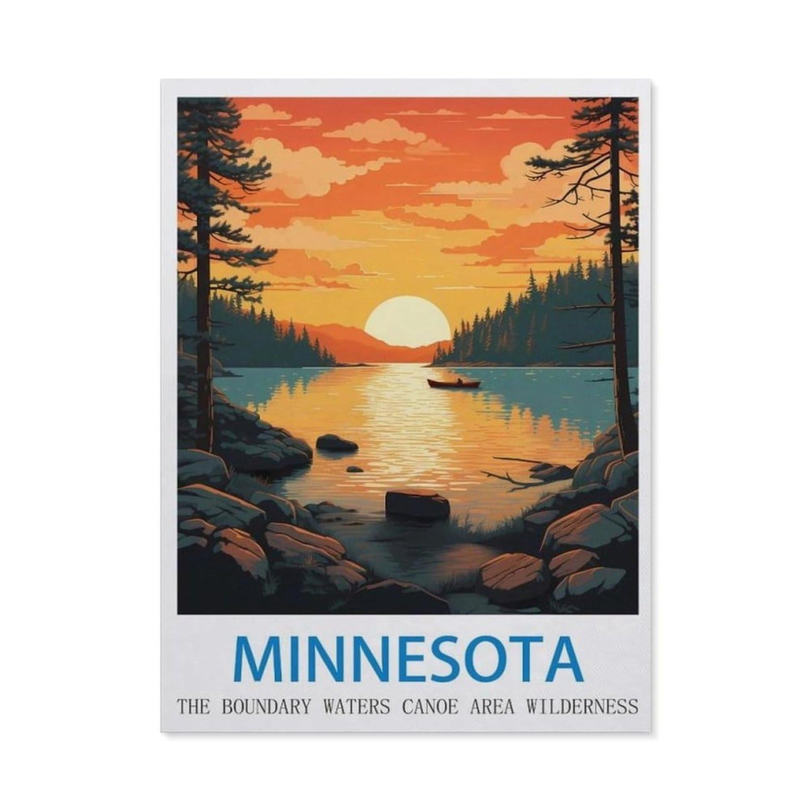 BEAYODKP 5D DIY Full Round Drill Diamond Painting，The Boundary Waters Canoe Area Wilderness Minnesota，Embroidery Full Round Diamond Cross Stitch Rhinestone Mosaic Decor Gift（50 x 60 cm）-CK77