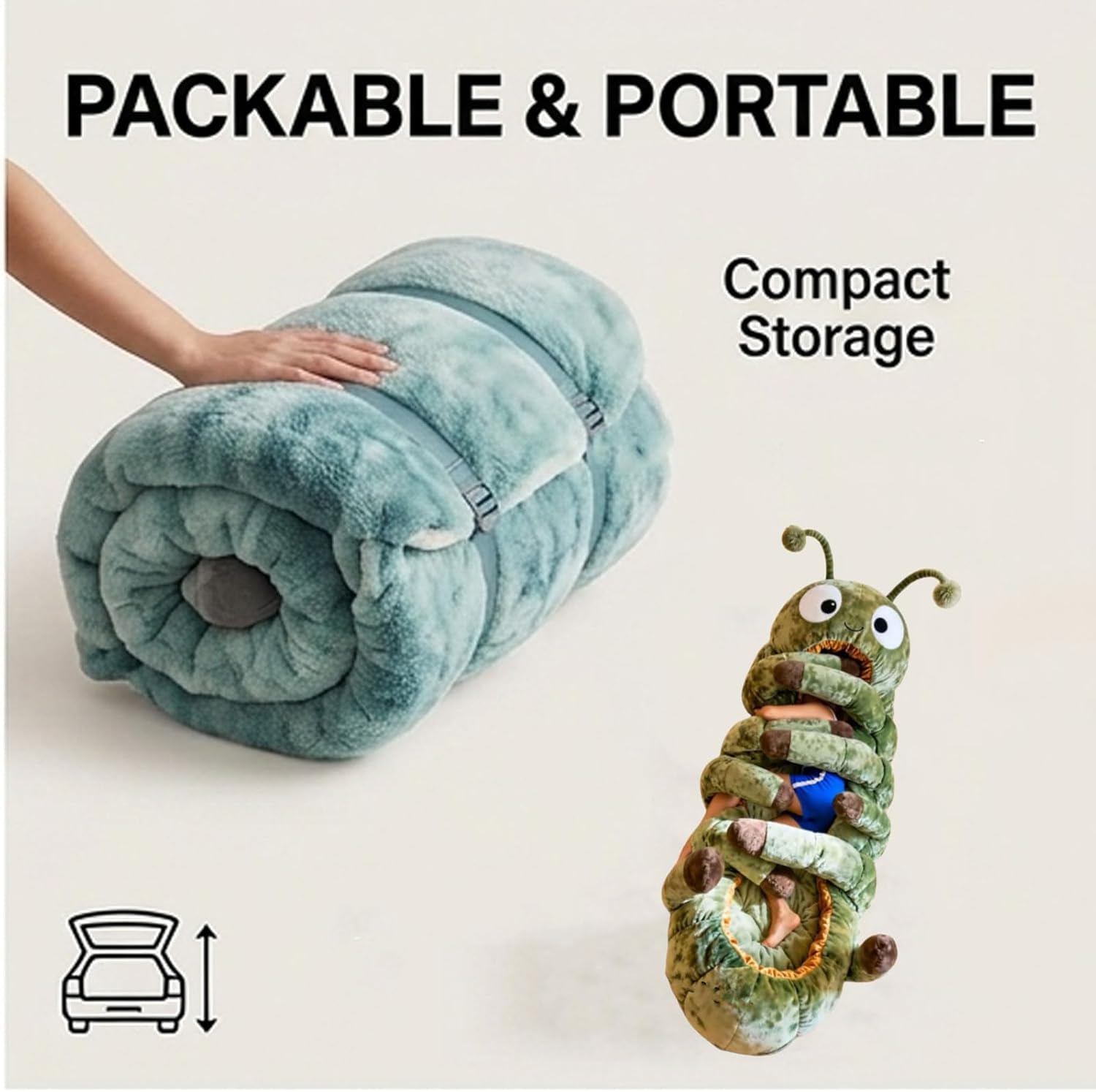 Hugging Caterpillar Sleeping Bag,2026 New Catapillar Sleeping Bag,Pull Cord Cocoon Sleeping Bags,Full Body Plush Lounger, Indoor Nap Pod, Cozy Reading Nest, Animal Sleeping Bags for Adults — view 6