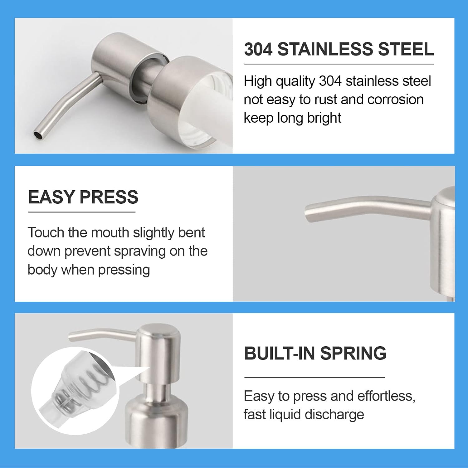 2 PCS Glass Soap Dispenser Pump Replacement, Lotion Bottle Top, Kitchen Sink Hand Wash Accessories, Bathroom Countertop Liquid Container Head image 2