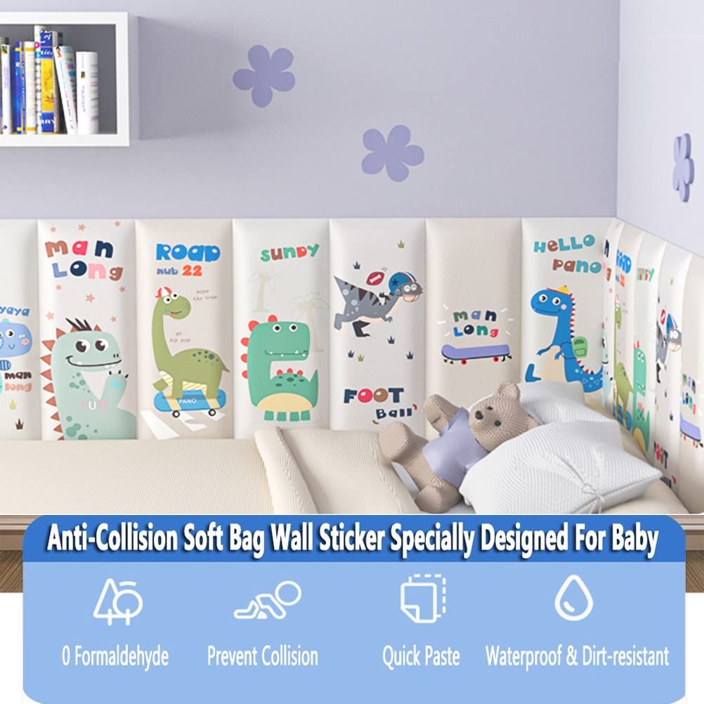 Adesivi Da Parete 3D Anti-Collisione 4 Pezzi - Protezioni Morbida Imbottita Per Cuscino, Autoadesivi Per Cameretta Bambini, Testiera E Pareti, 40x20 Cm - 2