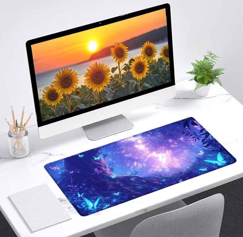 Tapis de souris XXL 900x400mm motif forêt pour gamer et bureau - 2
