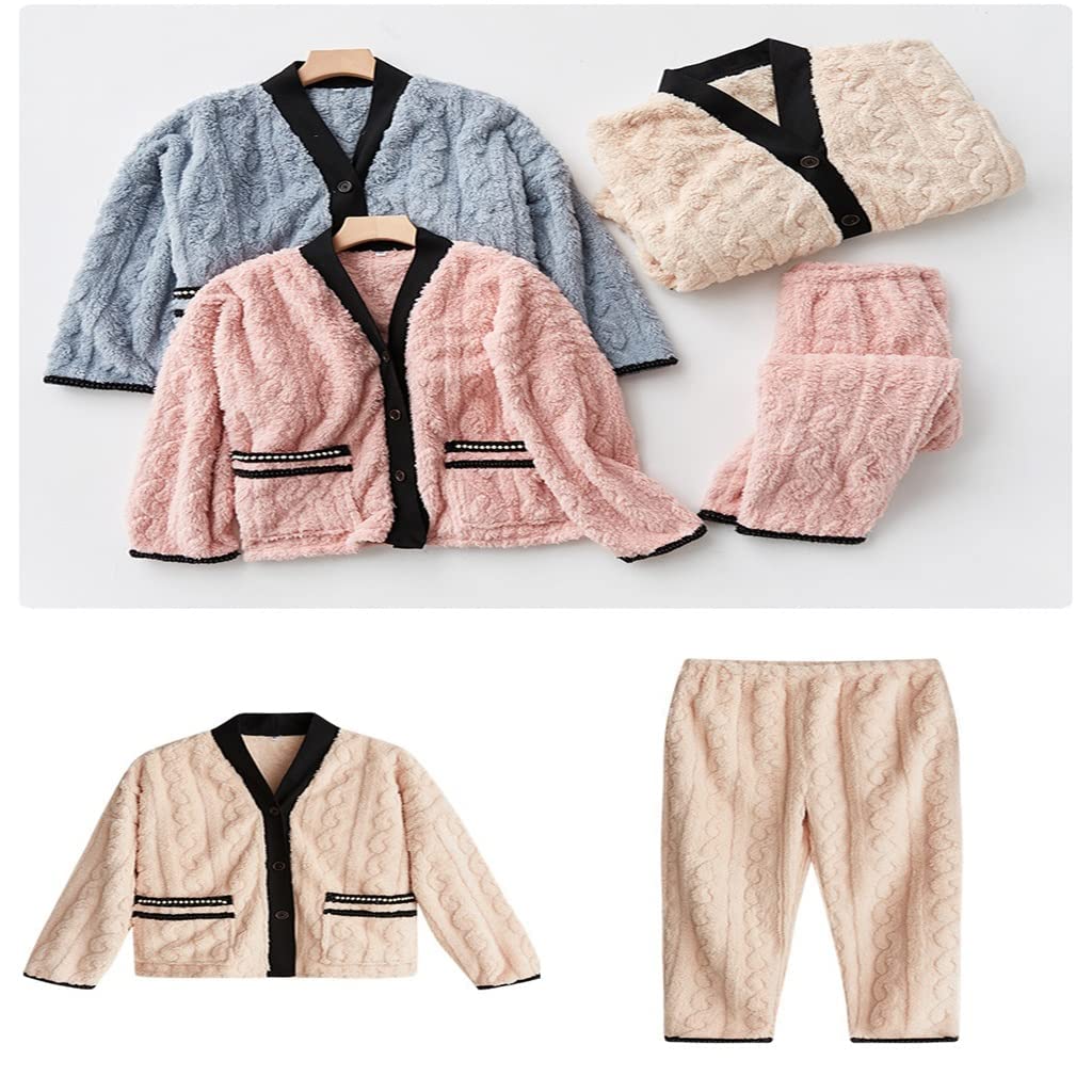 Zimowe grube flanelowe komplety piżam damskich aksamitna ciepła bielizna nocna pary piżamy Homewear gruby garnitur domowy (kod B XL)