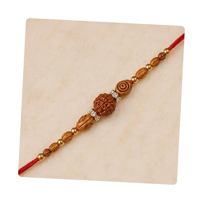 I Jewels Traditional Rudraksha Designer Rakhi for Boys Brother Men (R524)