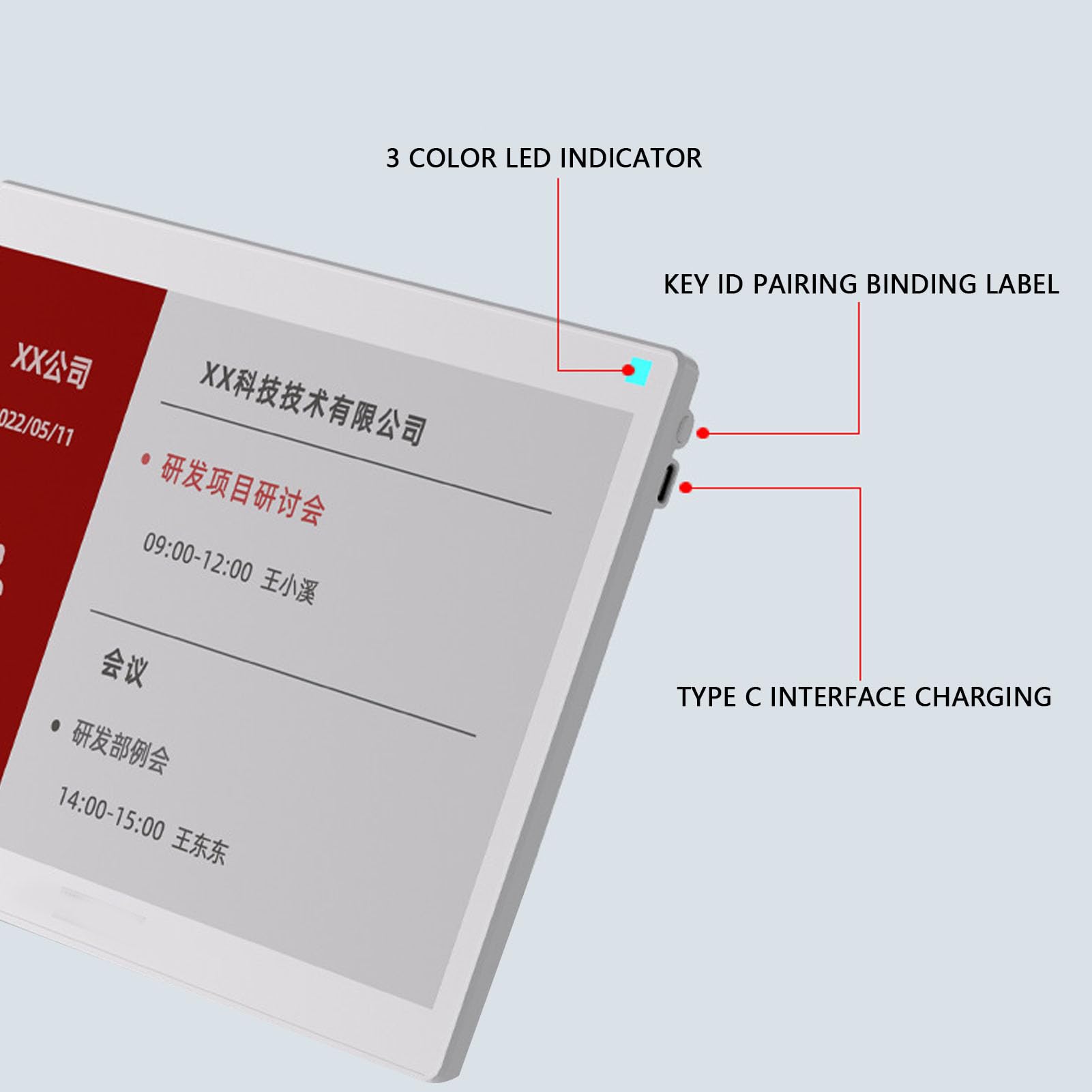 Wyświetlacz E Paper o Przekątnej 10,2 Cala, 3-kolorowy Wyświetlacz Cyfrowy z technologią Bluetooth E Ink, moduł LCD z Ekranem E Ink o Wysokim Kontraście 4000 MAh z Szablonami do