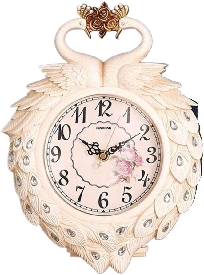 時計 置き時計 レトロな孔雀の卓上時計 ヴィンテージ ノンカチカチテーブルデスク リビングルーム 室内装飾用 置き時計 インテリア(