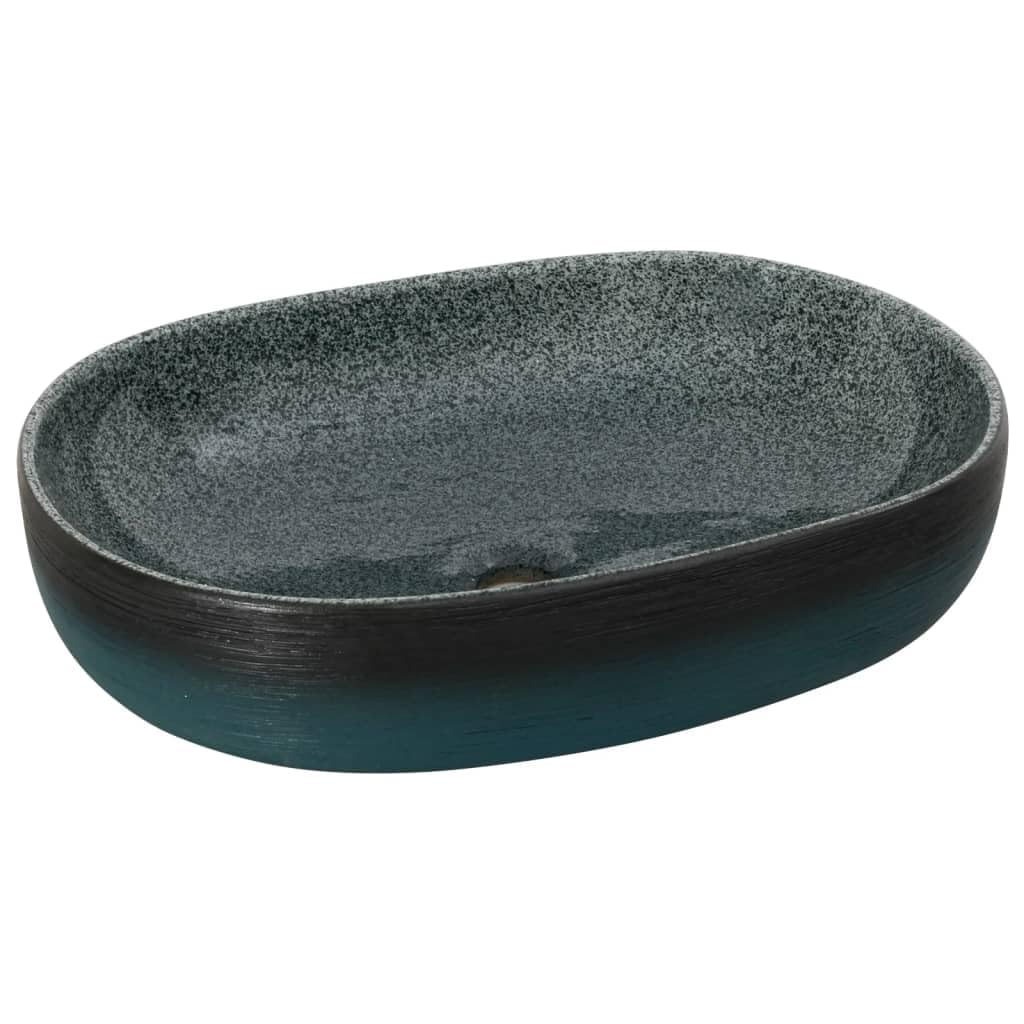 Genérico Lavabo sobre encimera Ovalado cerámica Turquesa 59x40x14 cm,Bricolaje,Fontanería,Piezas para fontanería,Lavabos y fregaderos,Lavabos-155101
