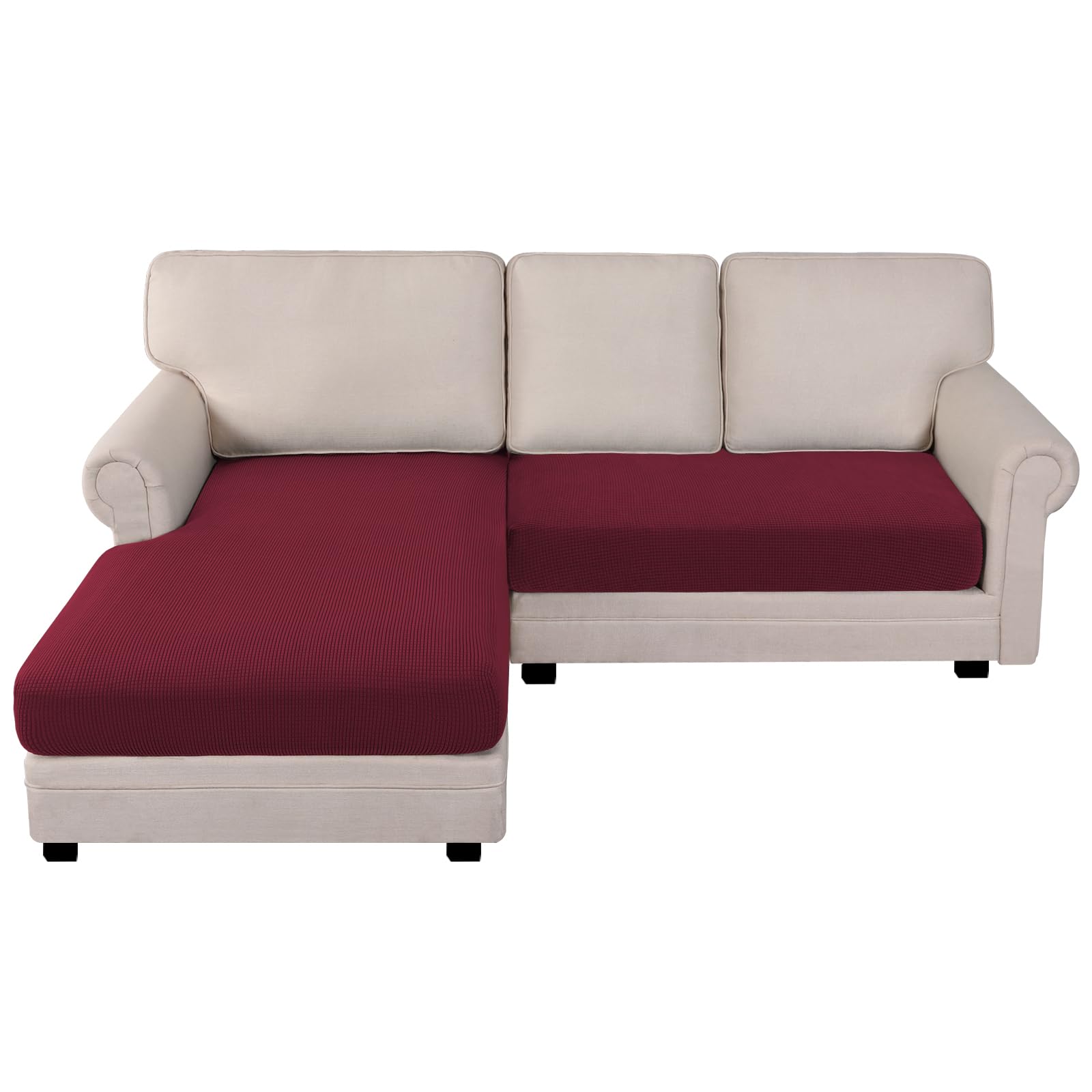 BellaHills Sectional Sofa Covers Sofa Seat Cushion Covers L Shape Separate Cushion Couch Chaise Cover for Sectional Sofa (Chaise + 2 Seater