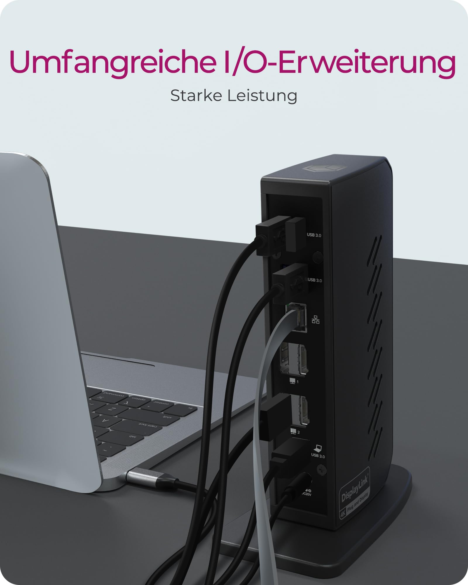 ICY BOX Stacja dokująca USB-C (11 w 1) z 2x HDMI i 2x DP, stacja dokująca USB-C do laptopa (Gigabit Ethernet, 6 portów USB 3.0), DisplayLink, IB-DK2252AC