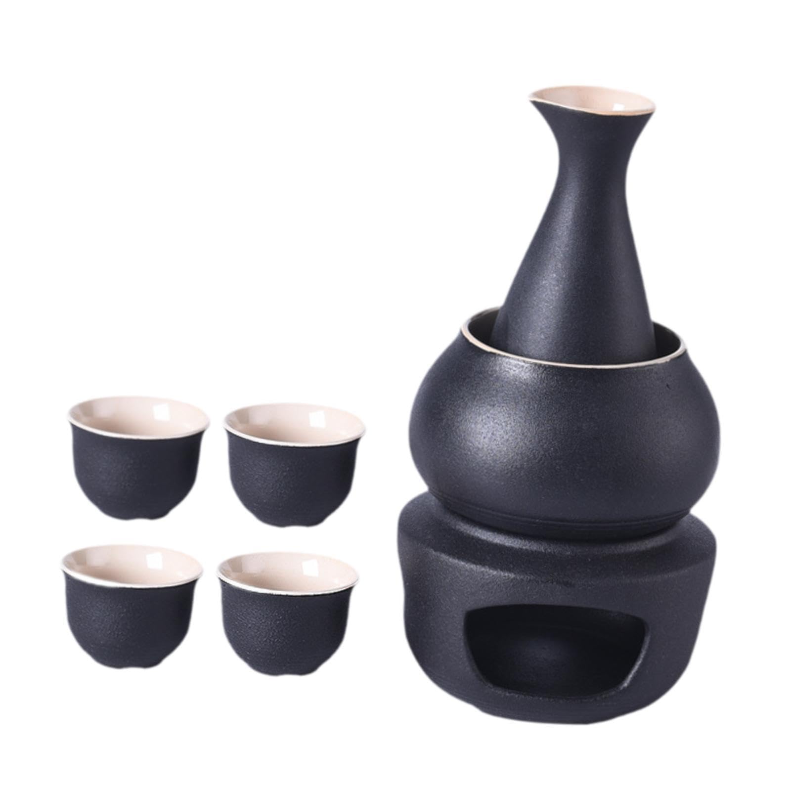 Gralara Service à Saké En Céramique avec Réchaud Traditionnel, Cadeau pour Restaurant à Domicile