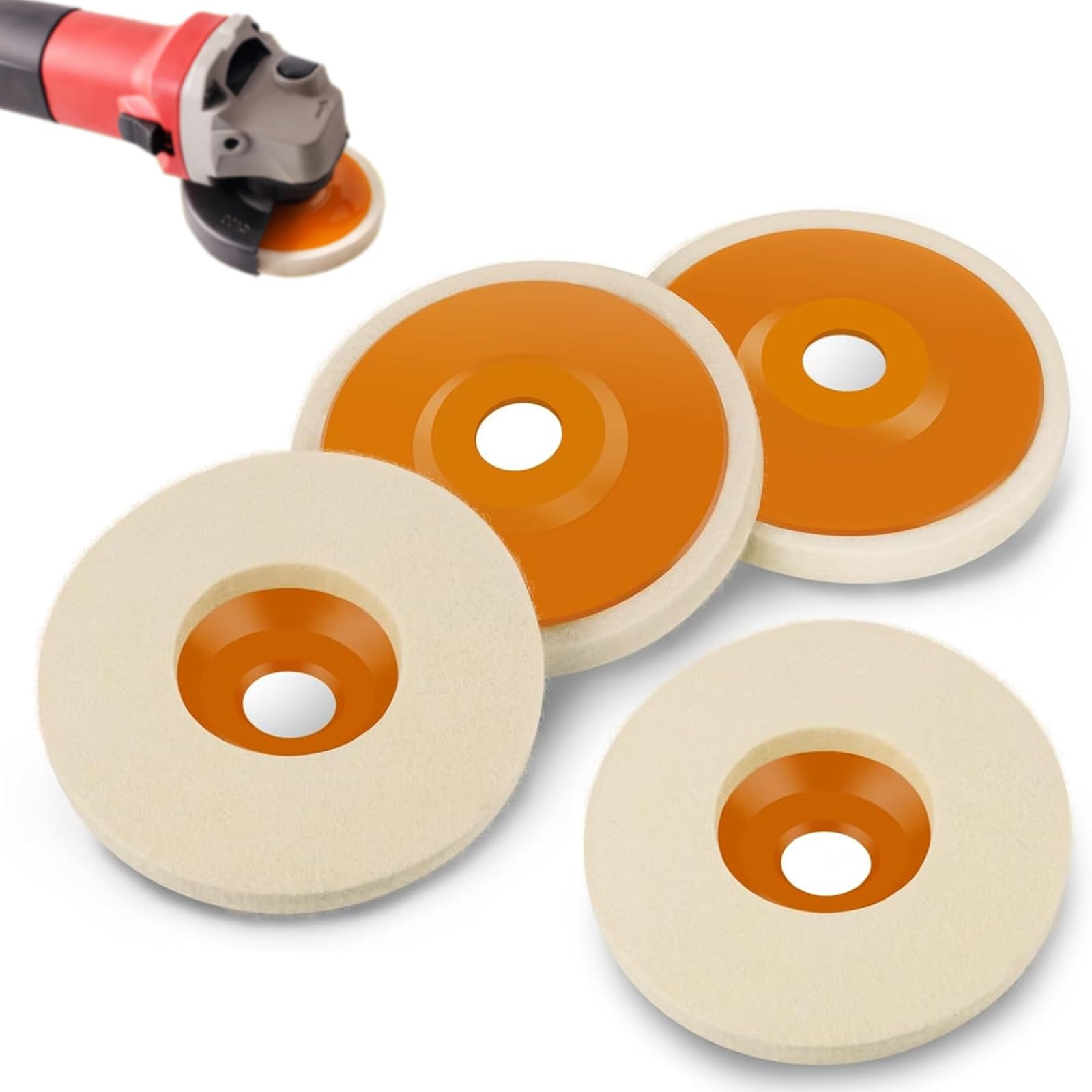 4 Dischi Di Lana Per Lucidare 125 Mm - Per Smerigliatrice Angolare, Marmo, Metallo, Legno - Foto 5