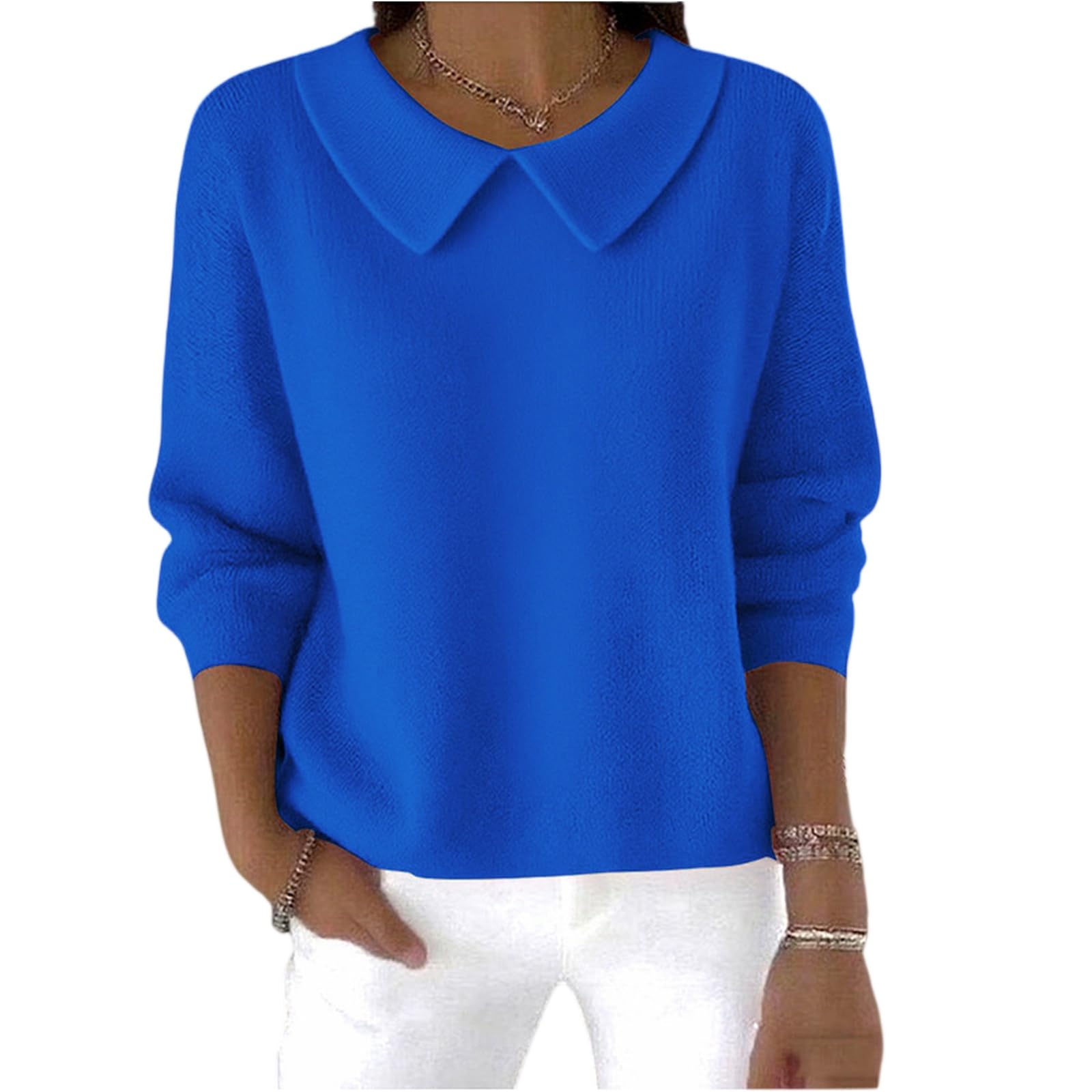 Womens Sweaters Loose Fit Long Sleeve Kintted Sweater Casual Comfy Solid Color Pullover Fashion Winter Tops