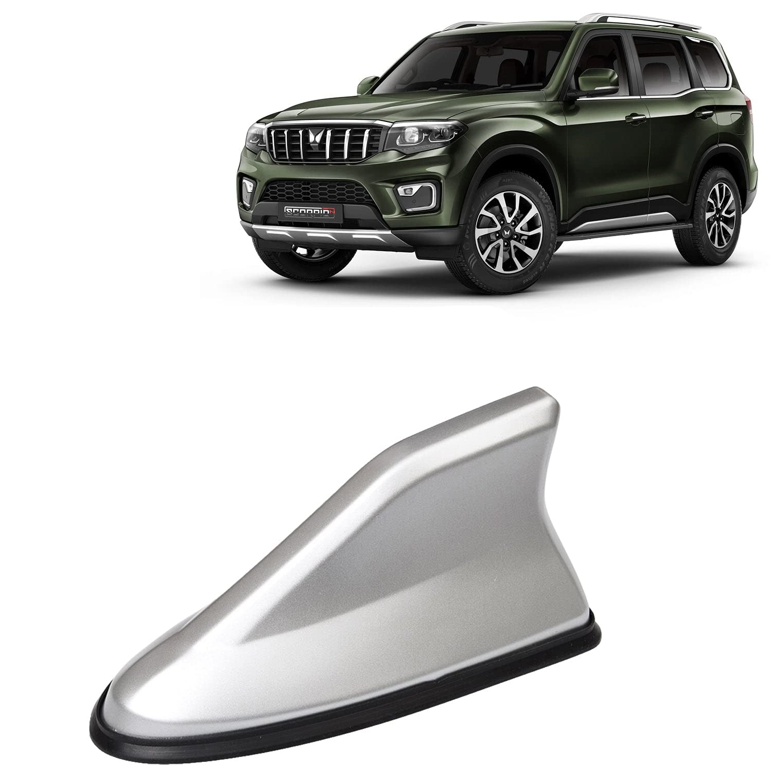 KINGSWAY® Shark Fin Car Antenna Compatible with Mahindra Scorpio N (Year 2022 Onwards), Universal Size Car Radio FM AM, Waterproof ABS Body, Easy Replacement, 1 Piece, Silver Color