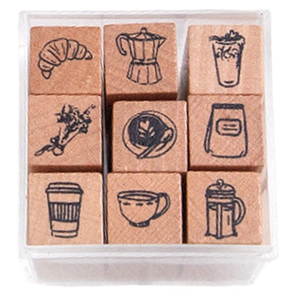 9 szt./zestaw uroczy kreskówkowy mini wzór drewniane znaczki życie codzienne piękny świat kalendarz planer znaczek scrapbooking dziennik