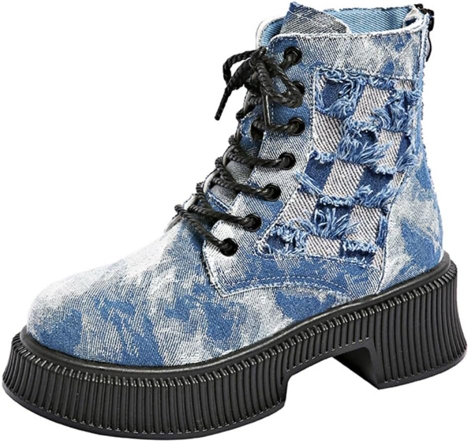 Women's Goth Platform Ankle Boots Buckles Chunky Block Wedge Side Zipper Heels Round Toe Punk Motorcycle Comfy Short Gothic Booties High Heel Lace Up Studded Stacked