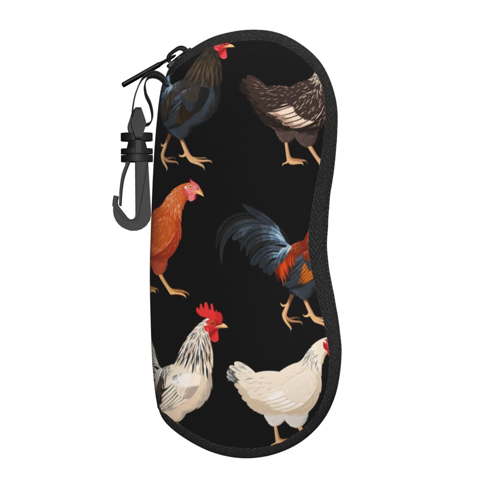 Hceaatb Glasses Case Colored Chicken Eggs Soft Case Ultra Light Zipper Eyeglass Case With Belt Clip, Sunglasses Travel Pouch For Men Women