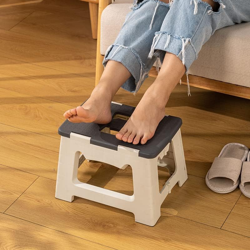 Image of Premium Folding Step Stool for Adults and Kids Non-Slip Folding Stools with Portable Handle, Compact Plastic Foldable Step Stool for Bathroom,Bedroom, Kitchen (Green)