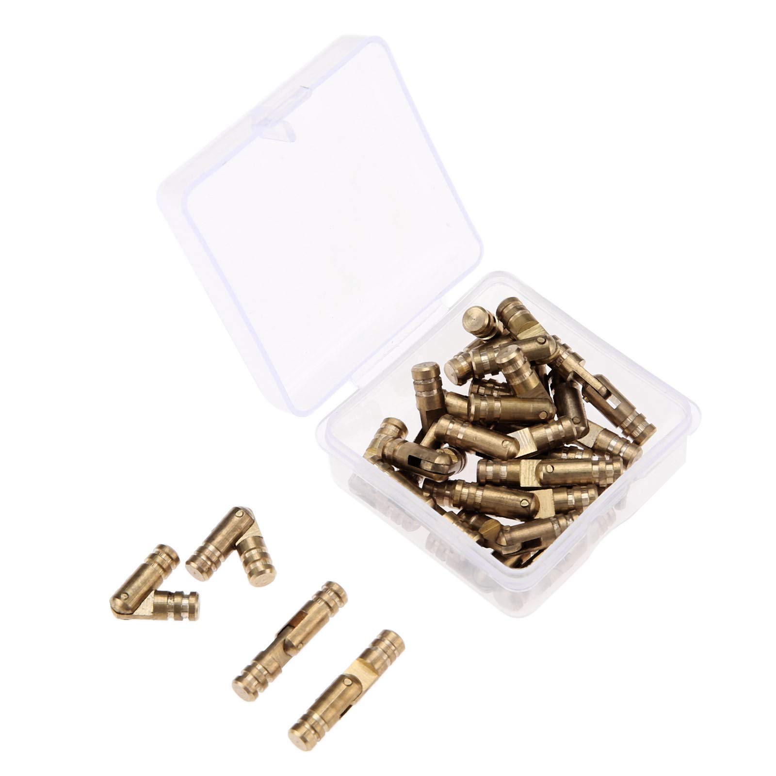 Lxoraziy 100 stuks kleine mini-scharnieren, opvouwbare billen, miniatuur meubelkast met messing tack, voor doe-het-zelf houten juwelendoos, poppenhuizen, gereedschapskist (goud