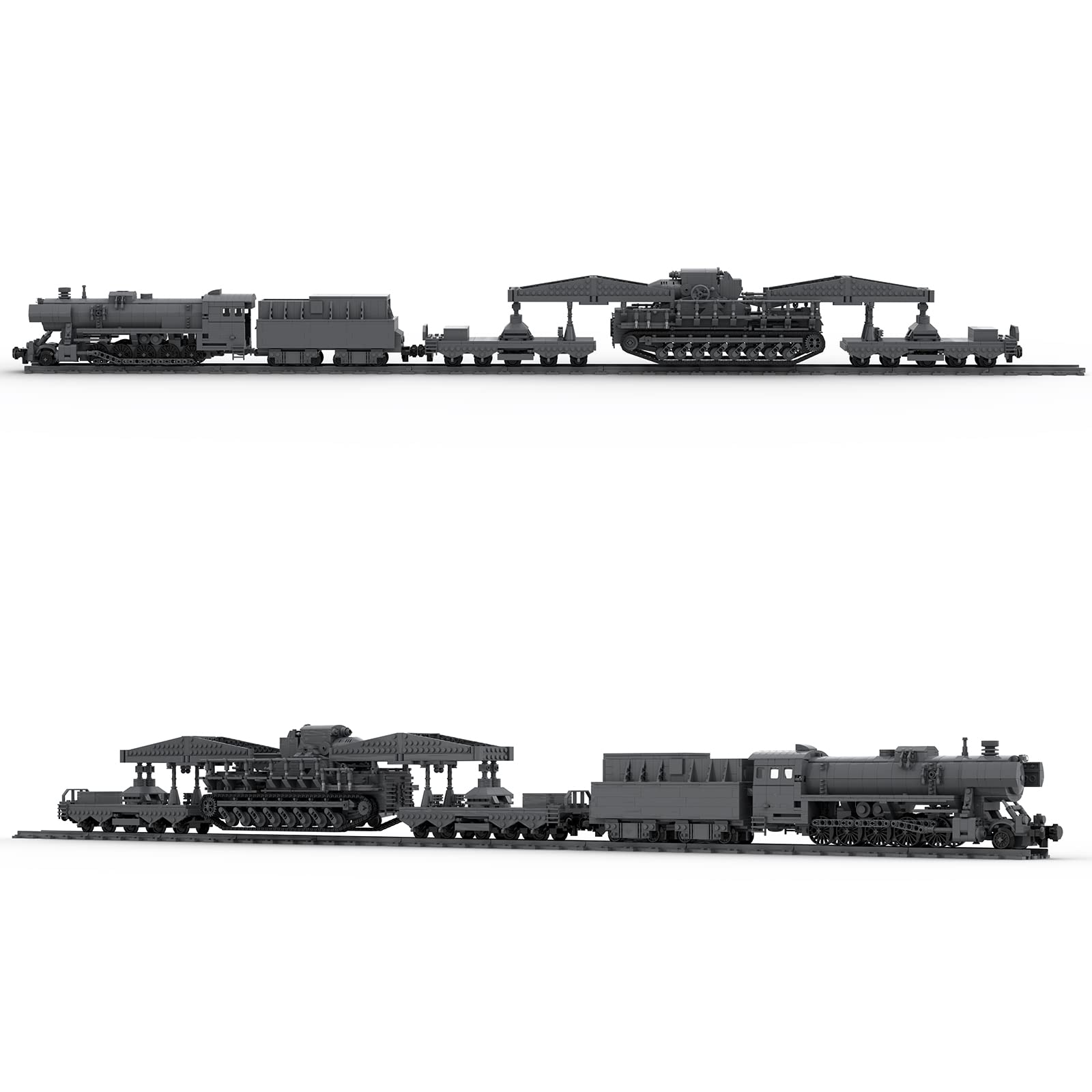 Dampf Zug Eisenbahn Bausteine Set, 2974 Teile MOC Deutsche Carl Selbstfahrlafette Eisenbahntragend Kleinteilige Bauklötze Modell, Geschenk für Erwachsene und Jungen