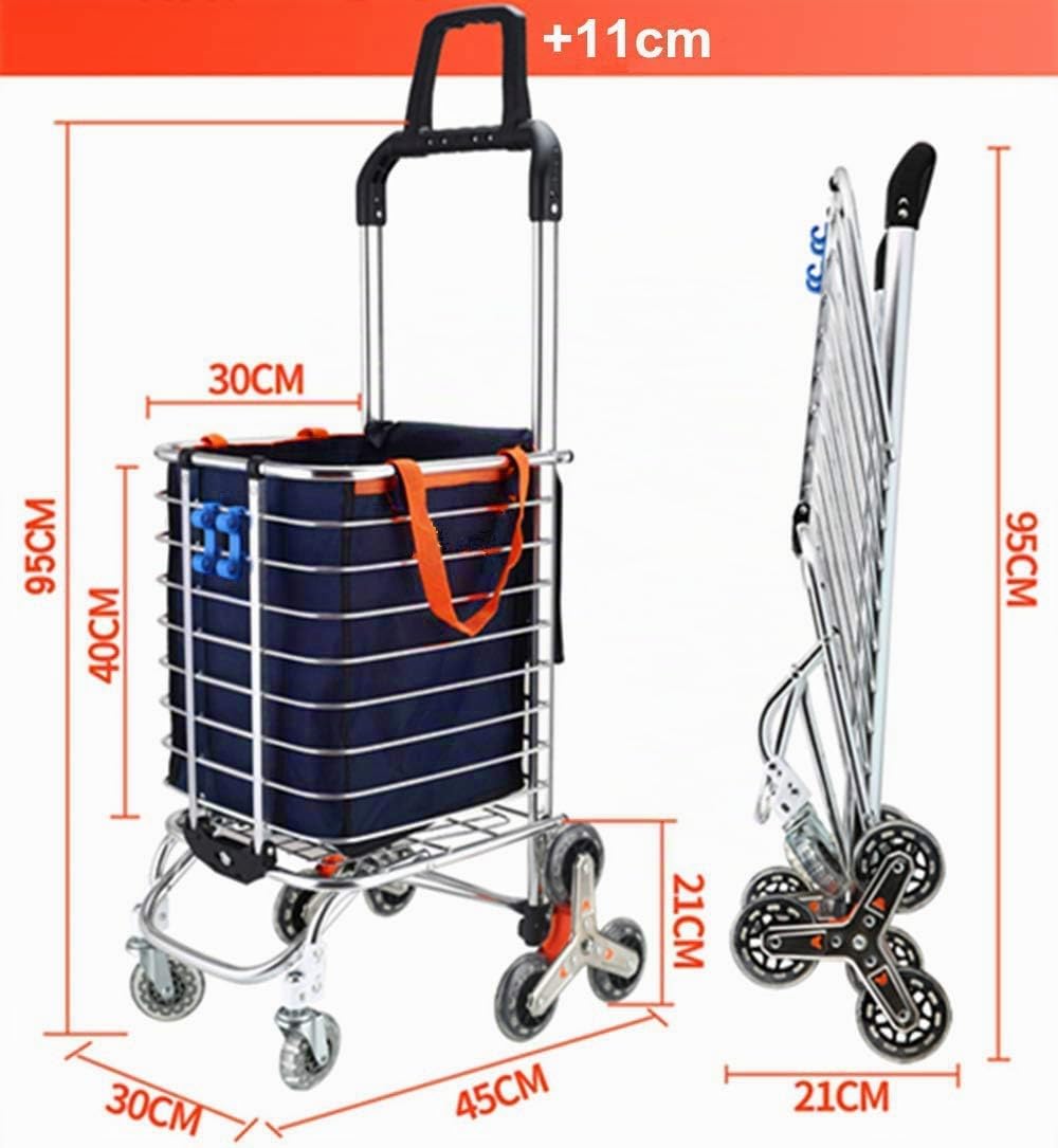 Carrello Spesa a 8 Ruote Con Braccioli-Trolley Della Spesa Con Borsa Impermeabile Removibile Montascale In Struttura In Lega Di Alluminio (30 X 45 X 106 Cm) Blu Navy
