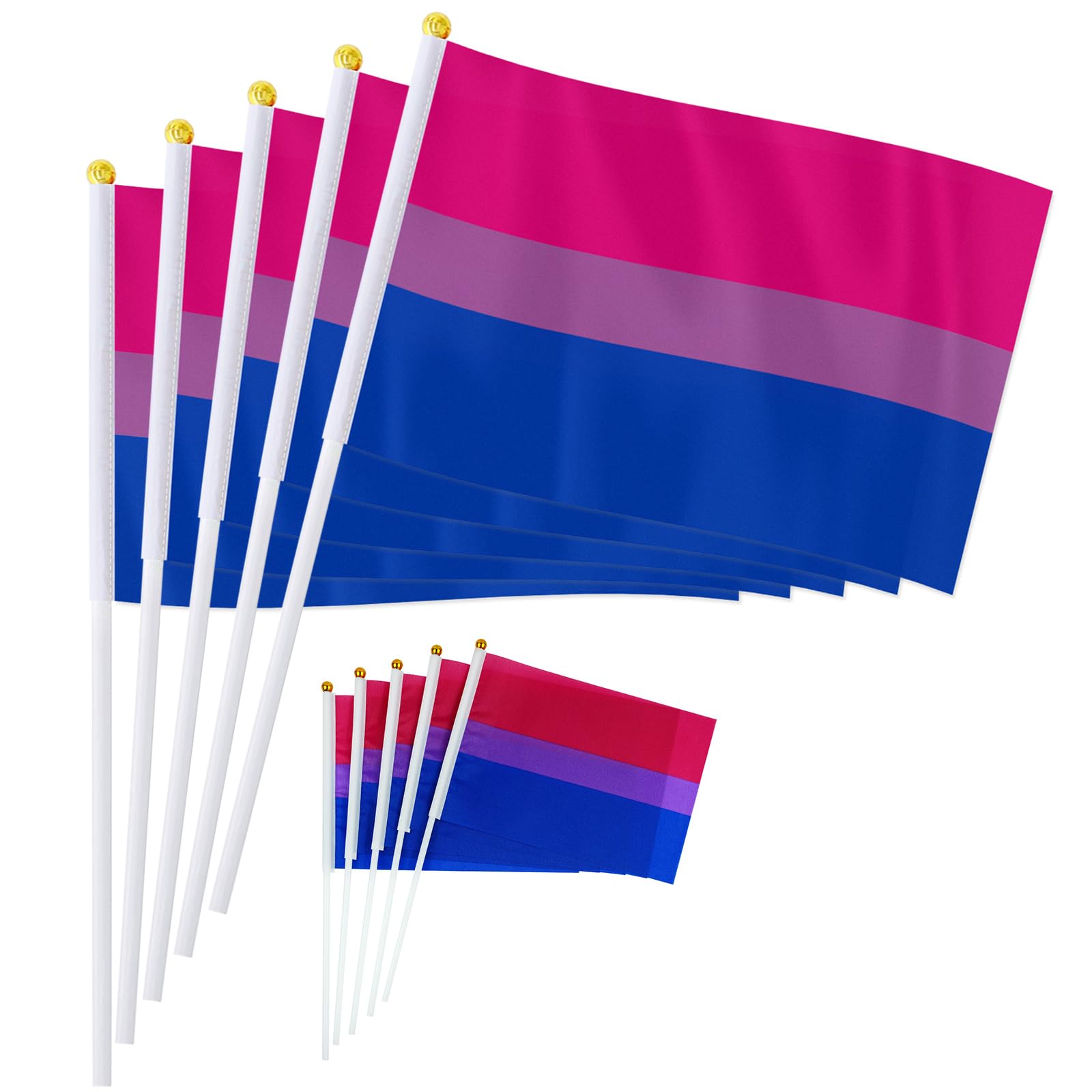 PTEROSAUR 50 Pack Bisexual Pride Handheld Flag, 5.5x8.2 Inch Small Hand Held Bisexual Flag for Pride Month Celebration Decoration