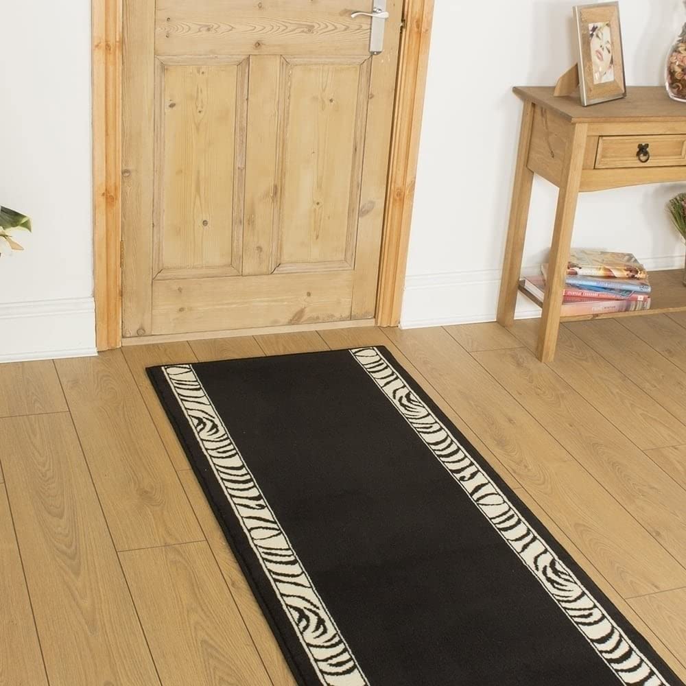 runrug Soft & Luxurious Hallway Runner Rug - Comfortable Carpet for Hall, Kitchen & Corridor - Stain-Resistant, Dirt-Resistant - Multiple Sizes - 60cm x 330cm - 9mm Thick - Zebra, Border — image 1