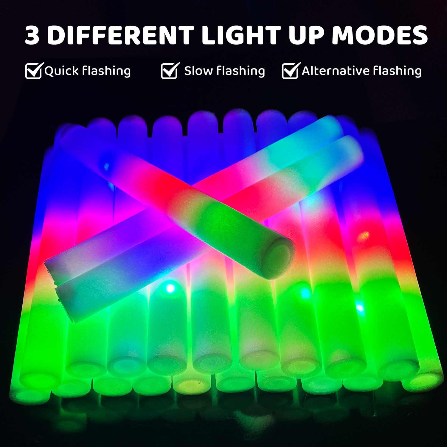 Wellent 230 LED Foam Glow Sticks, Bulk Glow Sticks, Foam Light Up