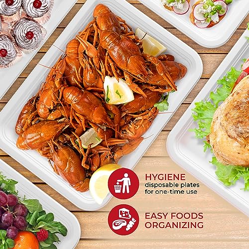 Spargos 100 Pack 14 Inch Heavy Duty Disposable Food Trays Compostable Large Paper Plates Made From Natural Material Biodegradable For Party Serving Crawfish Lobster Crab Bbq Holiday Feast Seafood Supplies thumb #6