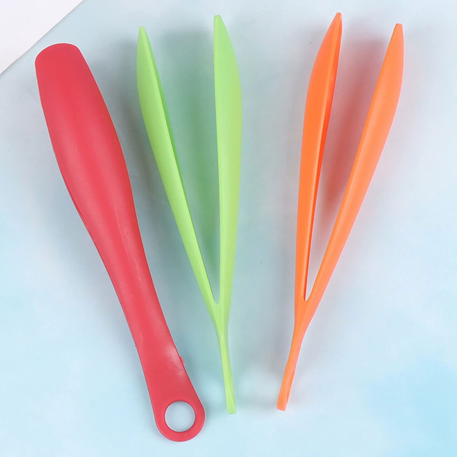 Kochzange Zange, 3-farbige Kunststoff-Lebensmittelzange BBQ-Salatzange Küchengeschirr und Geschirrzubehör (Orange + Rot + Grün)