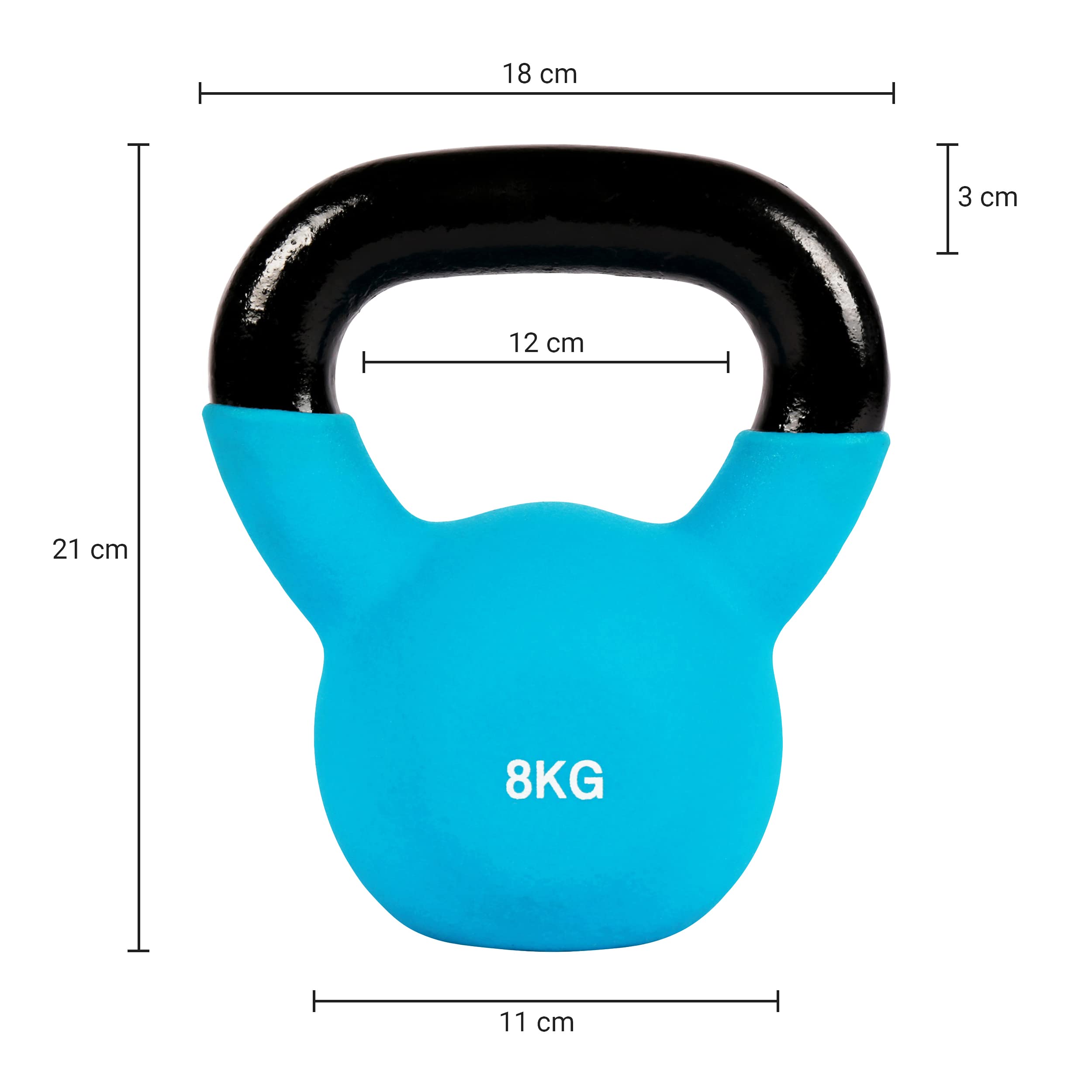 MSPORTS profesjonalne, neoprenowe hantle kettlebell, 2-30 kg, w zestawie Plakat z ćwiczeniami, hantle kettlebell 8 Kg - Blau