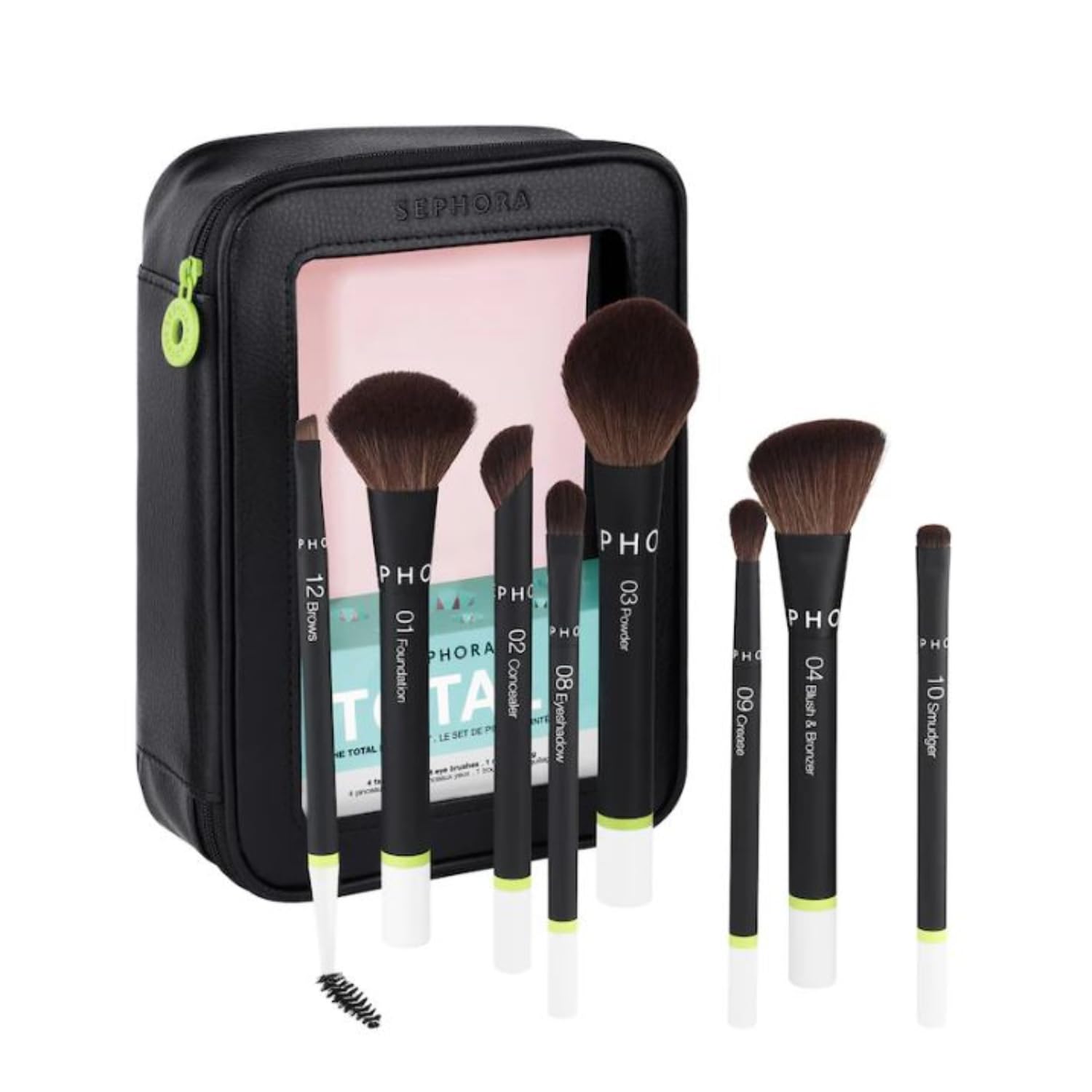 Sephora Favorites Total Set The Total Brush Set - 4 brochas faciales - 4 brochas para ojos - 1 bolsa de maquillaje