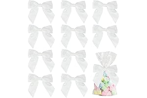 AIMUDI White Satin Twist Tie Bows for Treat Bags