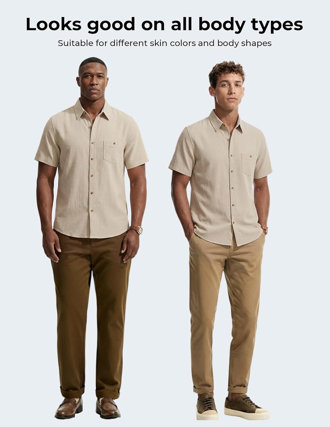 PJ PAUL JONES Mens Linen Shirts Short Sleeve Button Down Shirt Wrinkle Free Dress Shirt Casual Summer Shirt with Pocket - Image 6