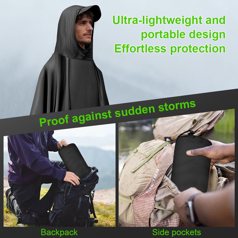 Vicloon Regenponcho, Unisex Regenjacken Regencape, Regen Poncho Jacke Mantel für Erwachsene mit Kapuze, Wasserdicht, Wiederverwendbar Regenmantel, für Wandern Radfahren Camping