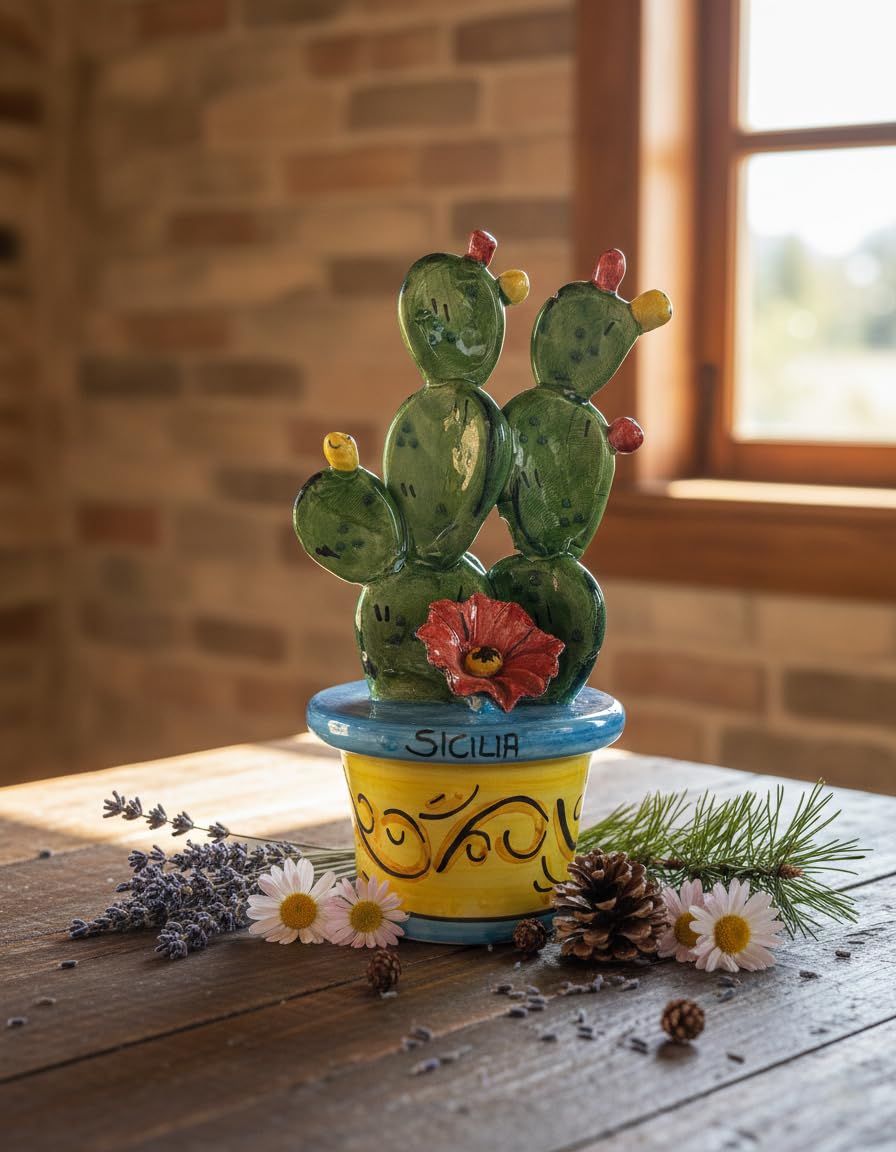 Pot de fleurs en céramique Caltagirone bleu clair fait main