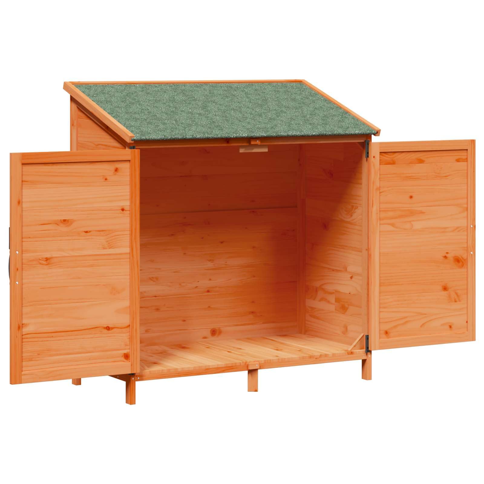 Gartenschuppen Braun aus Massivholz Fichte 106 x 56 x 113,5 cm Gerätehaus mit Lüftungstür Asphaltdach für Werkzeug Fahrradschuppen Gartenlagerung