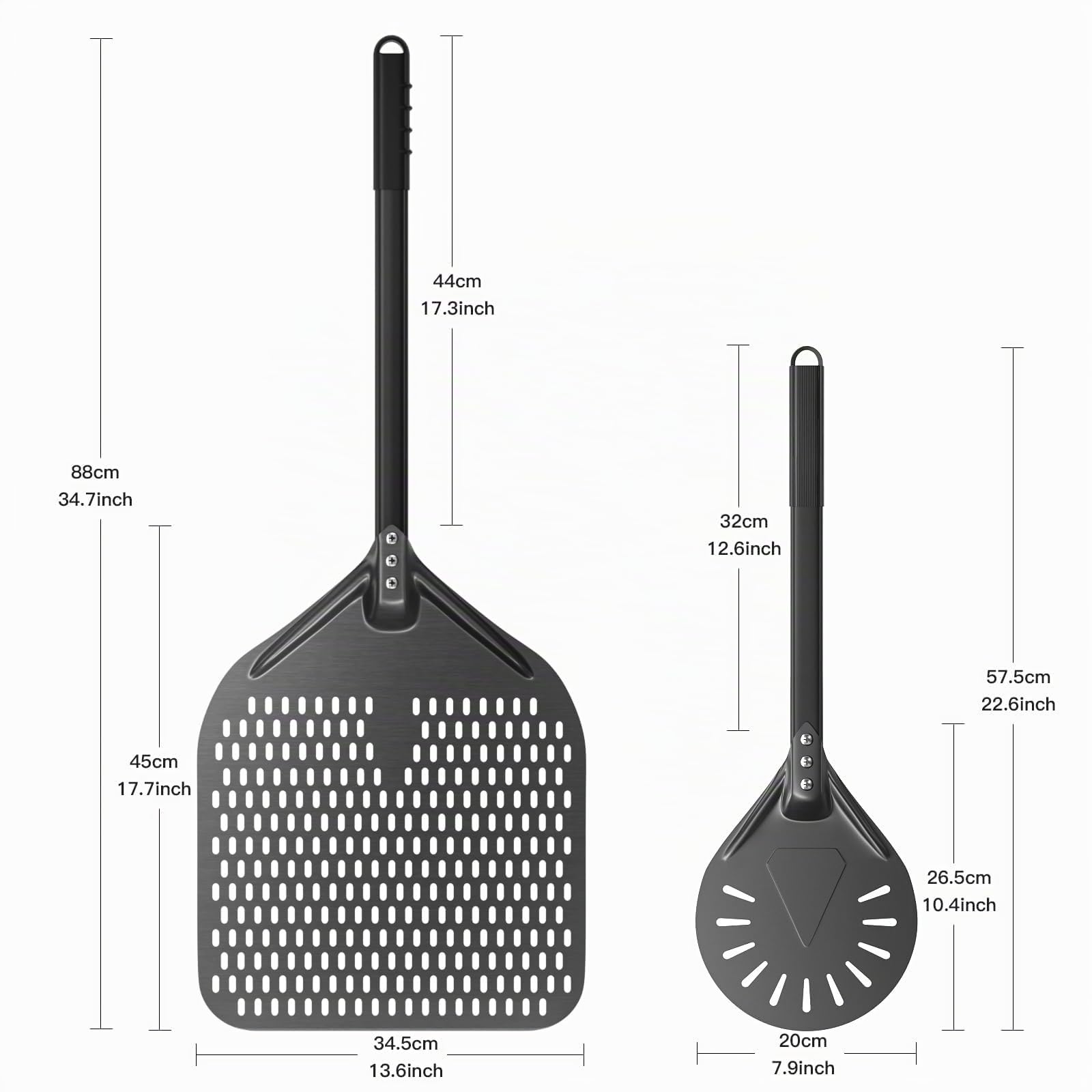 G.a HOMEFAVOR 14 Pulgadas Pala de Pizza perforad, Pala Pizza Horno Giratoria 20cm de Aluminio Anodizado Espátula para Pizza de Horno-Ideal para celebración de Fiestas de Pizza
