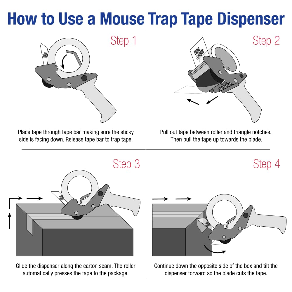 BOX USA Tape Logic 2 Inch Mouse Trap Packing Tape Dispenser Gun, for Packing, Shipping, Moving and Warehouse Use (1 Dispenser) image 2