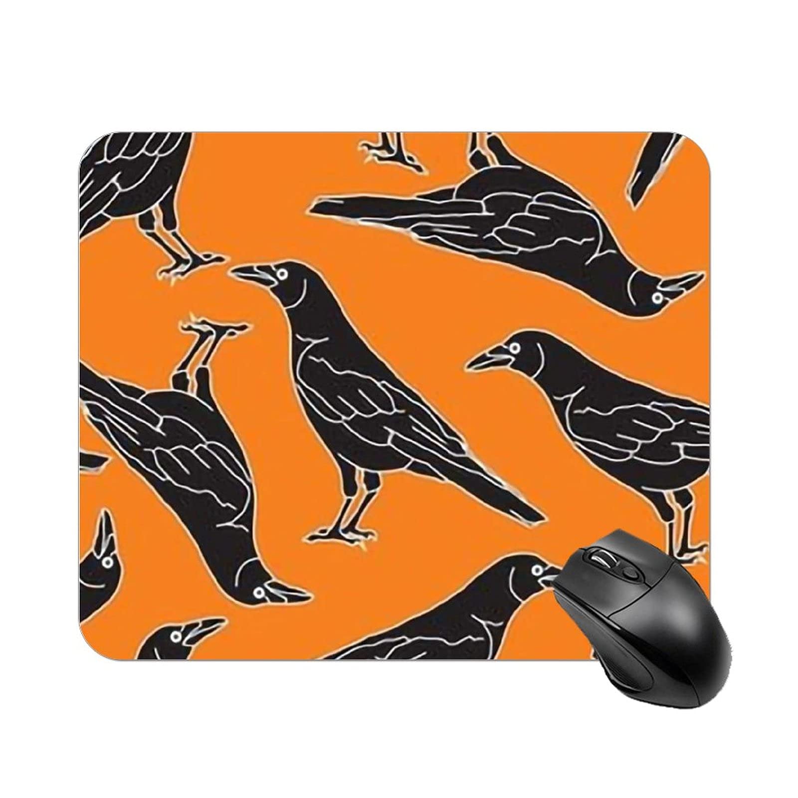 Jumbo Black Crows on Orange Mouse Pad,Waterproof&Comfortable Computer Mouse Mat with Non Slip Rubber Base,2530cm