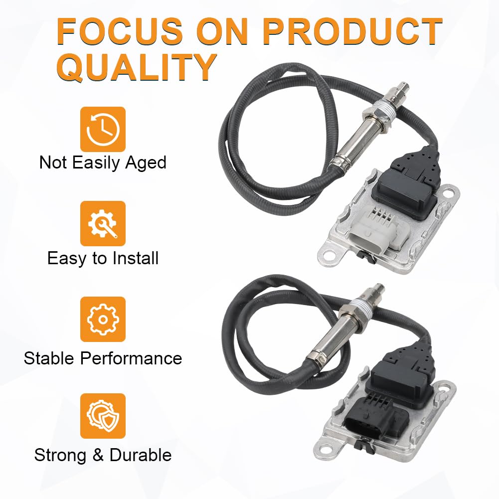 Inlet & Outlet NOx Sensor Nitrogen Oxide Sensor Compatible with Volvo Truck D11 D13 D16 VHD VN VNL VNM VT Mack CHU GU7 GU8 LEU MP7 MP8 MRU Replacement for 22303390 22303391 5WK97366 5WK97367