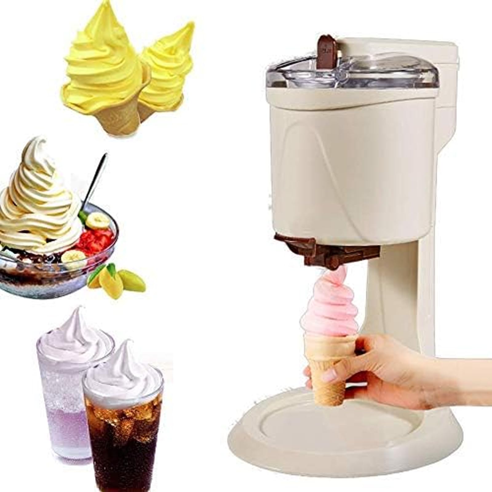 Xjymposium Ice Cream Machine, Home Ice Cream Maker Machine | Diy Kitchen Fast Yogurt Mr Whippy Ice Cream Makers, Healthy, Dairy Free, Simple One Push Beige