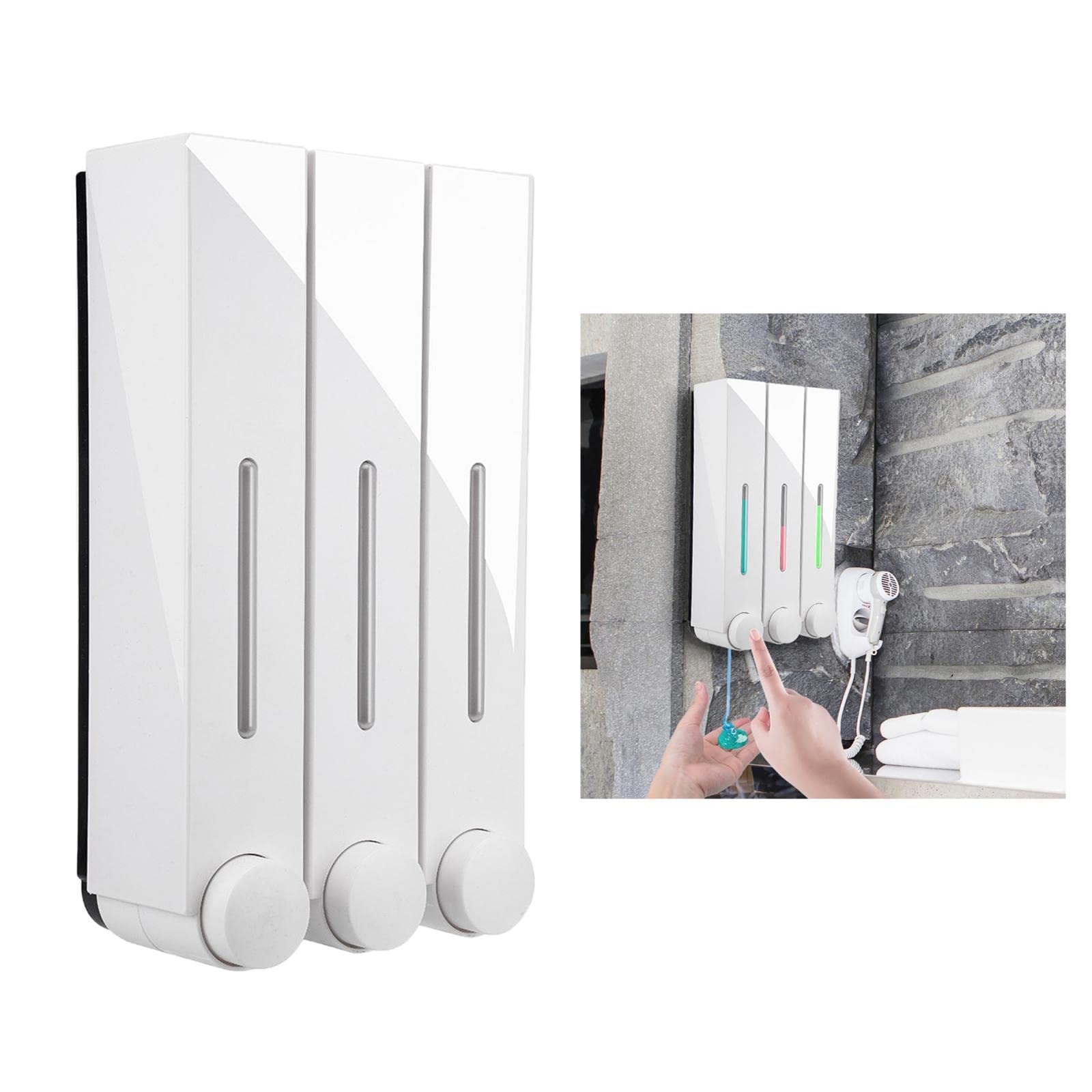 Dispensador de Jabón Líquido para Pared con Cámara Visible Y Bomba de Loción Recargable en Plástico Resistente Recipiente Antiséptico Adecuad,