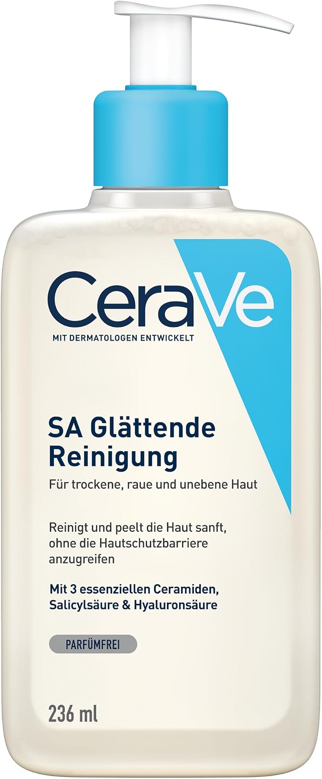 CeraVe SA Glättende Reinigung für Gesicht und Körper, Für trockene, raue und unebene Haut, Mit Hyaluron, Salicylsäure und 3 essenziellen Ceramiden