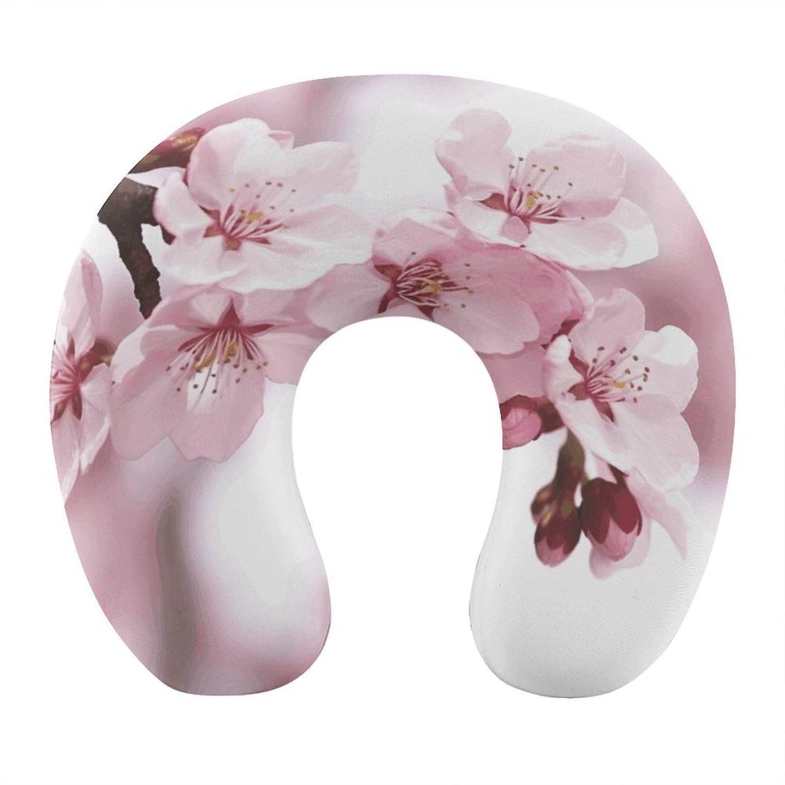 VstaDank Cherry Blossom Neck Pillow Memory Foam Sleeping U Shaped Pillow Cooling Travel Head Support Pillow Ultra Lightweight Portable Airplane Pillow for Car Office Rest