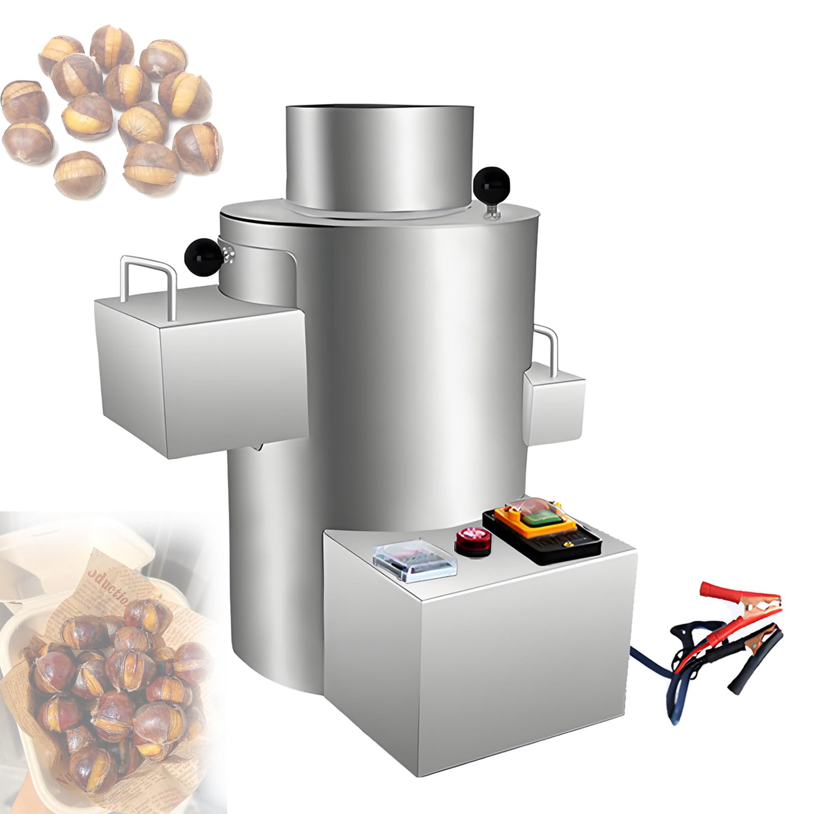 Electric Chestnut Sheller,Electric Pecan Sheller Machine,Commercial Machine,with 200kg/h Capacity,Process Timer for Home and Business Use,for Fresh Food Supermarkets 10blades-300WBattery