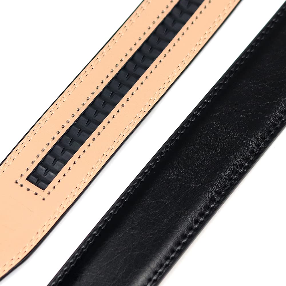 Cintura, Cintura da Uomo Black in Vera Pelle Cinturino in Vera Pelle Maschio cowskin Moda cricchetto Cinghie in Lega di Fibbia Automatica (Belt Length : Length 130cm, Color : Nero)